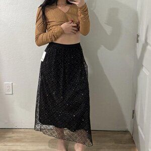 Women’s Bar III‎ Black Gold Glitter Size Small S Skirt NWT
